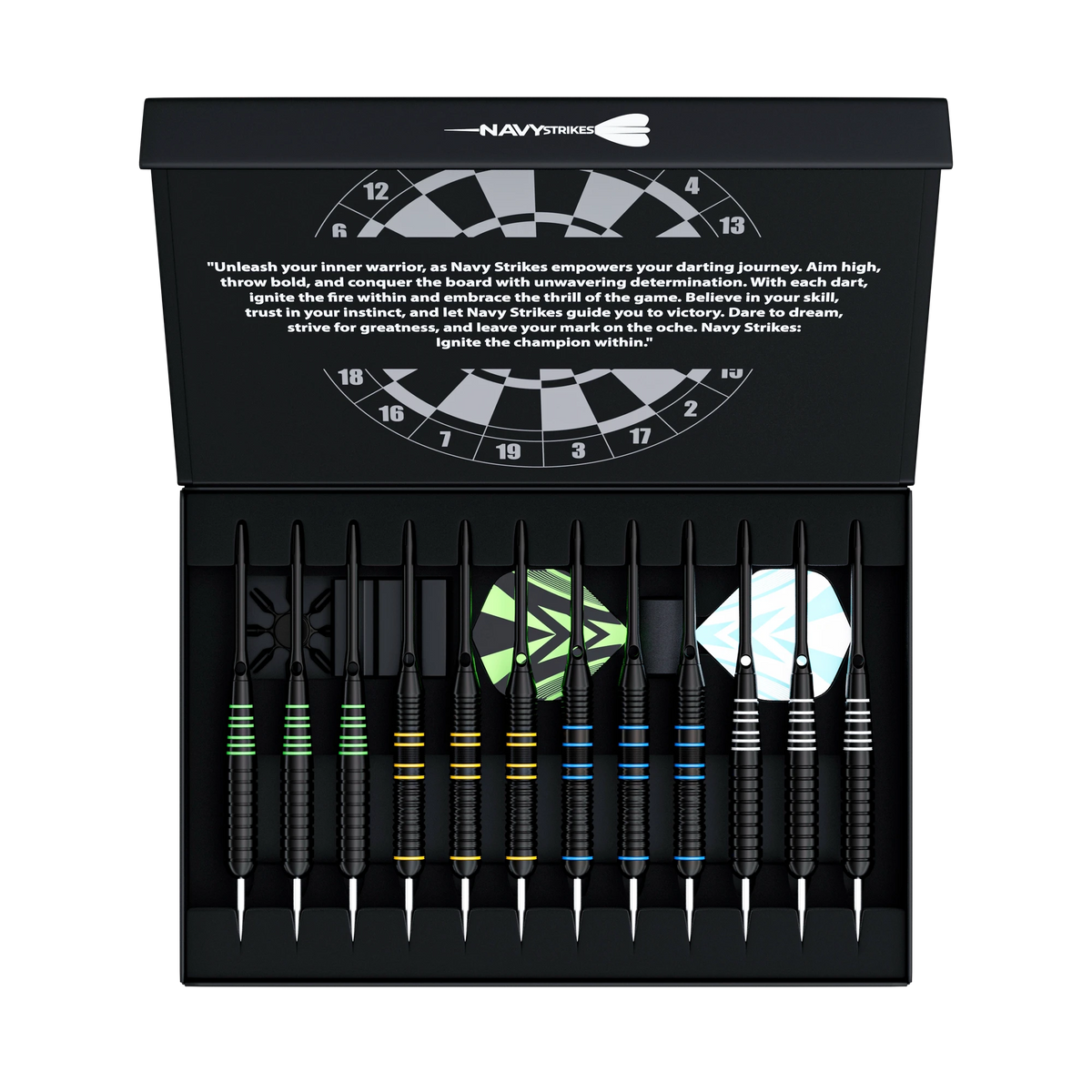 Navy Strikes Dartpijlen Set - 23/24 Gram - 12 Darts - 2 Soorten Grip (Smal) - 108-delig