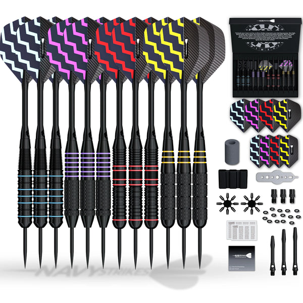 Navy Strikes Dartpijlen Set - 23 Gram - 12 Darts - 4 Soorten Grip - 108-delig