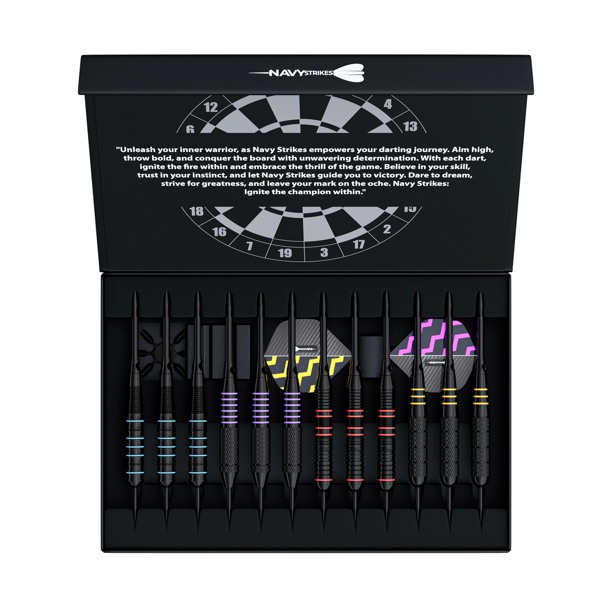 Navy Strikes Dartpijlen Set - 23 Gram - 12 Darts - 4 Soorten Grip - 108-delig