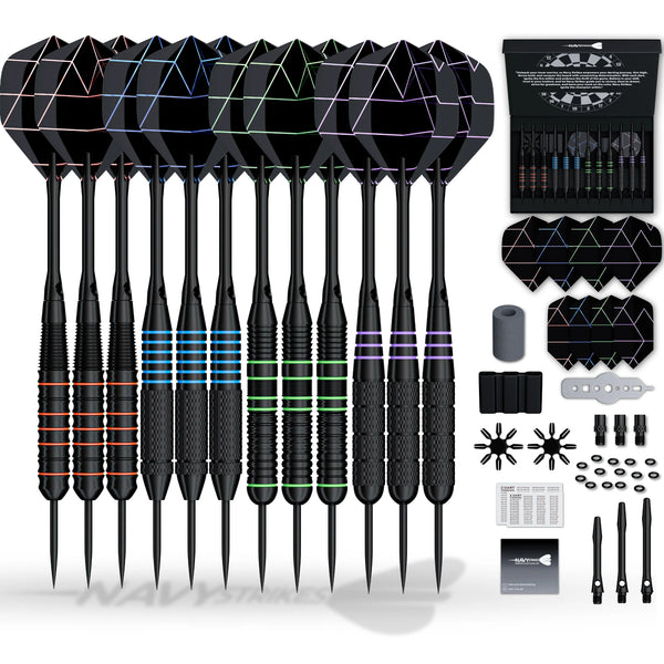 Navy Strikes Dartpijlen Set - 24 Gram - 12 Darts - 4 Soorten Grip - 108-delig
