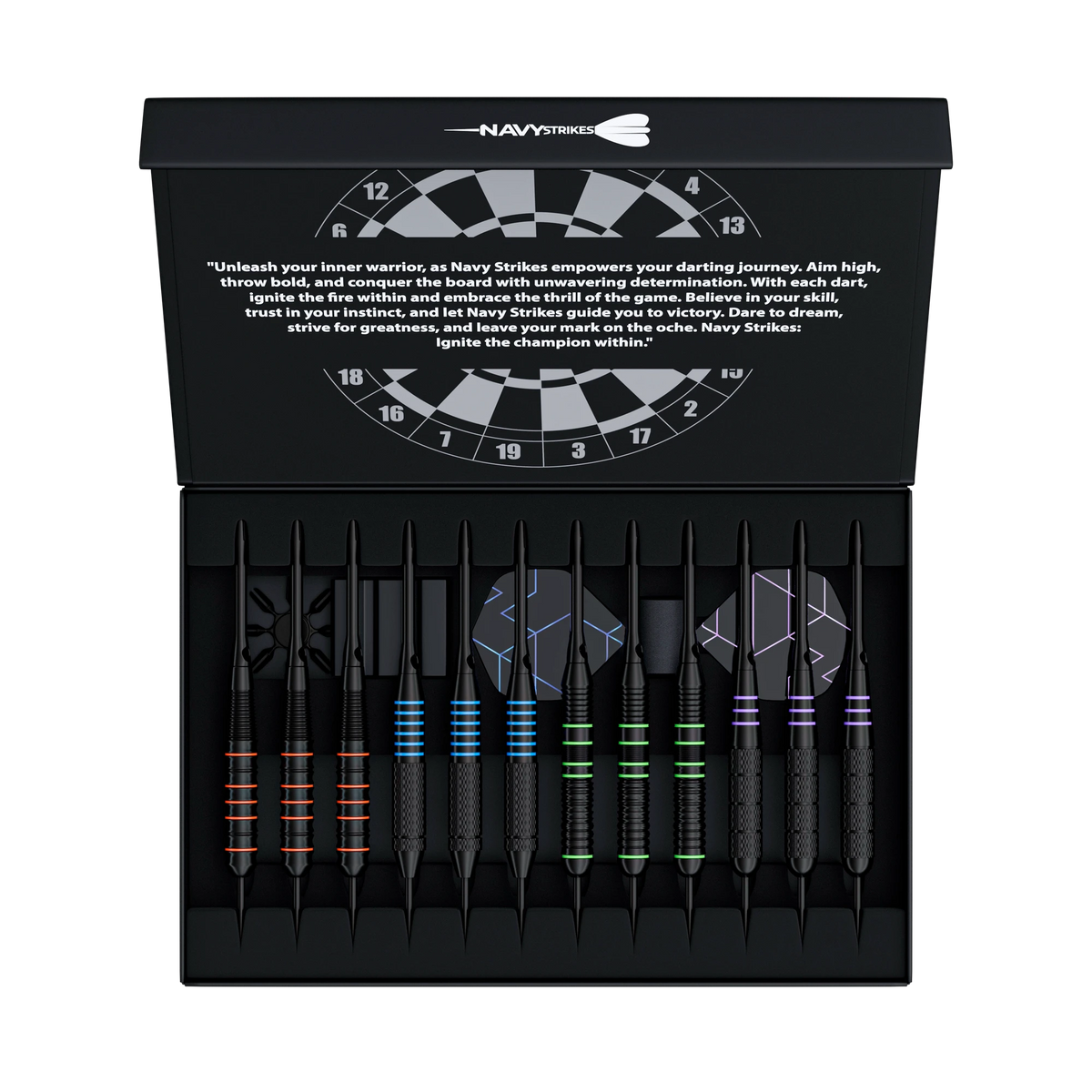 Navy Strikes Dartpijlen Set - 24 Gram - 12 Darts - 4 Soorten Grip - 108-delig
