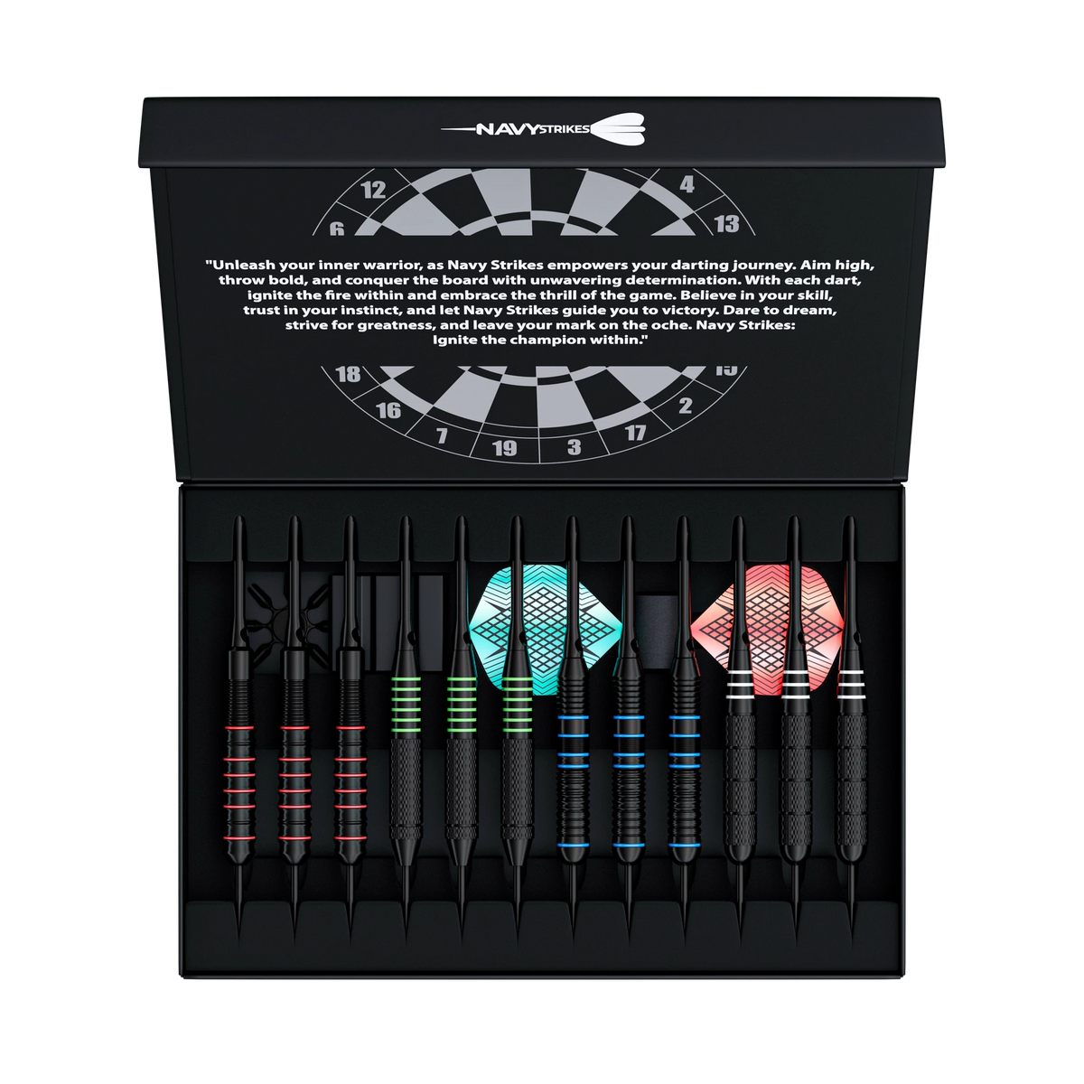 Navy Strikes Dartpijlen Set - 26 Gram - 12 Darts - 4 Soorten Grip - 108-delig